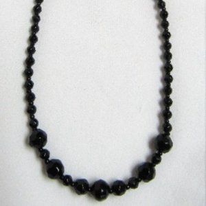 Elegant TRIFARI BLACK BEAD Adjustable Necklace Crown Mark Gothic Black Beads